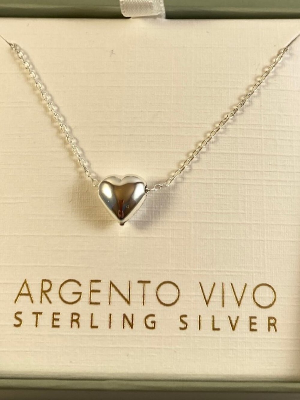 Argento Vivo Sterling Silver Puffy Heart Necklace